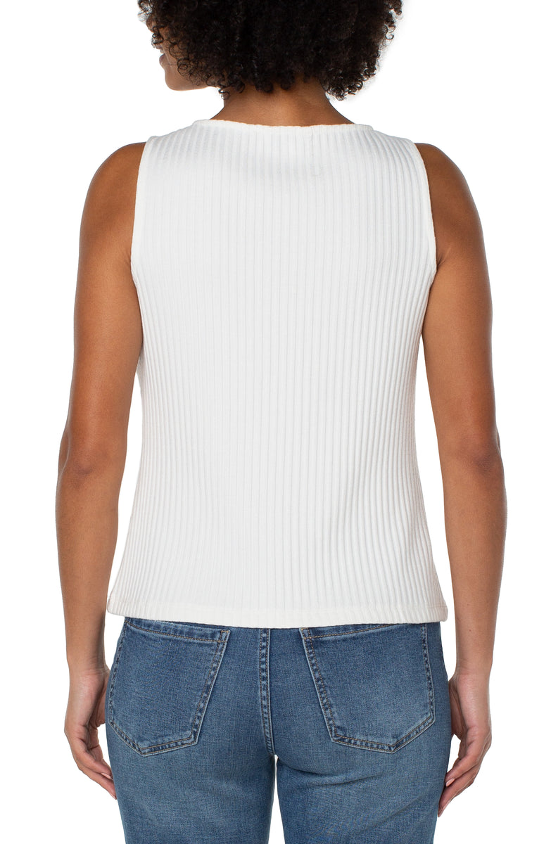 Sleeveless Boat Neck Top in Snow