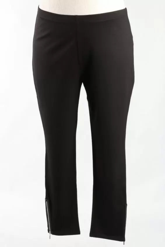 Viscose Ponte Solid Zip Leggings in Black